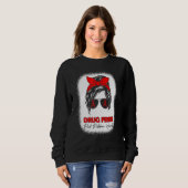 Drug Free  Red Ribbon Week Awareness Messy Bun Ble Trui (Voorkant volledig)