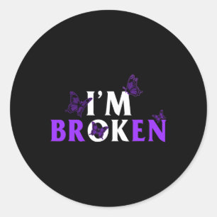 Drug Overdose Awareness Ik ben gebroken OK Butterf Ronde Sticker