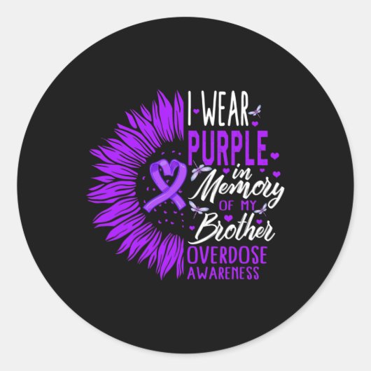 Drug Overdose Awareness In Memory of My Brother Pu Ronde Sticker (Voorkant)
