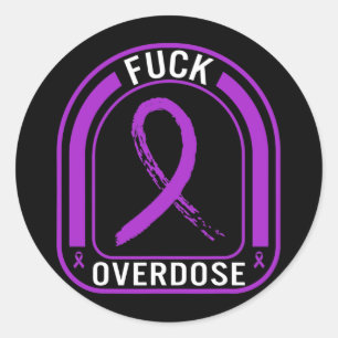 Drug Overdose Awareness Overdose Ribbon Drug Addic Ronde Sticker