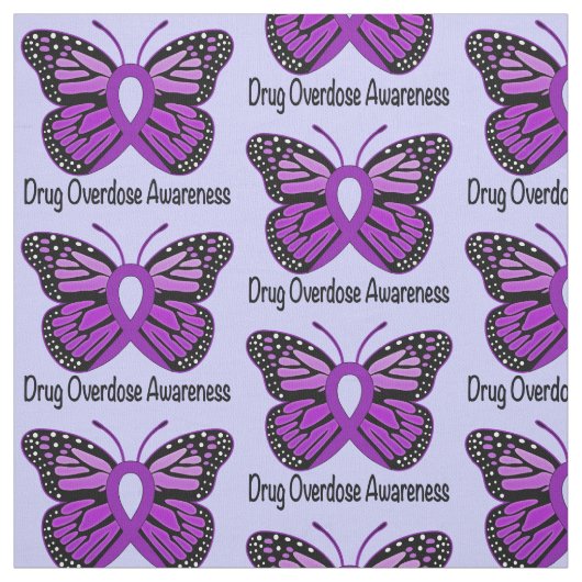 Drug Overdosering Boterfly Bewustheid Ribbon Stof (Swatch)