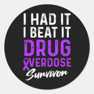 Drug Overdosis Bewustzijn Warrior Overlevende 11 Ronde Sticker