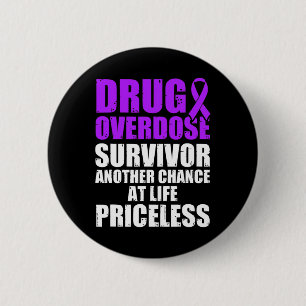 Drug Overdosis Bewustzijn Warrior Overlevende 16 Ronde Button 5,7 Cm