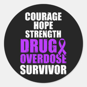 Drug Overdosis Bewustzijn Warrior Overlevende 47 Ronde Sticker