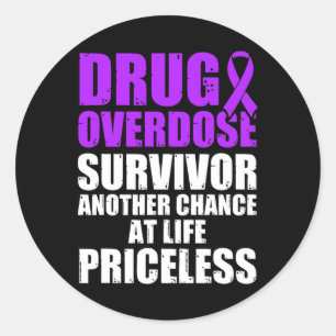 Drug Overdosis Bewustzijn Warrior Overlevende 54 Ronde Sticker