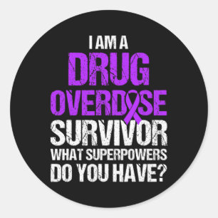 Drug Overdosis Bewustzijn Warrior Overlevende 8 Ronde Sticker