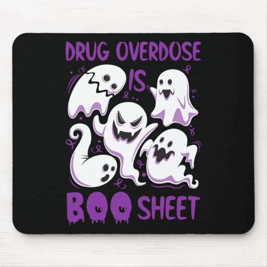 Drug Overdosis is Boo Sheet Paarse Boos Fun Hallow Muismat (Voorkant)