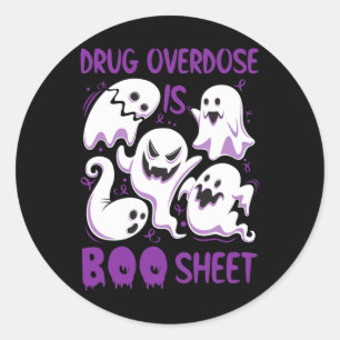 Drug Overdosis is Boo Sheet Paarse Boos Fun Hallow Ronde Sticker