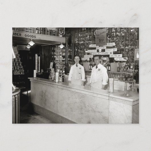 Drug Store Soda Fountain, 1921 Briefkaart (Voorkant)