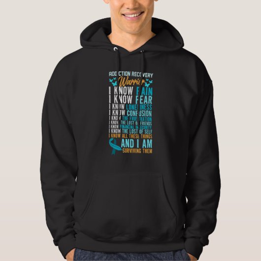 Drugs Alcohol Gokken Verslaving Herstel Krijger Hoodie (Voorkant)