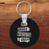 Drugs Biscuits En Jus Grappige Volwassene Quote Sleutelhanger (Voorkant)