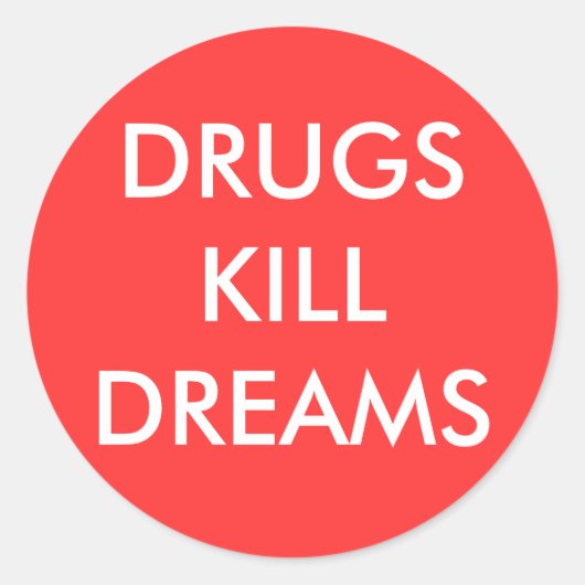 DRUGS DODEN DROMEN RONDE STICKER (Voorkant)