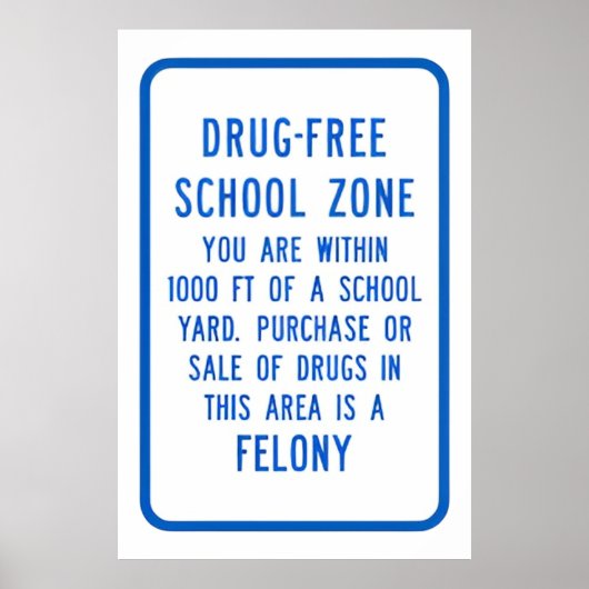 Drugsvrij voor schoolblauw Poster (Voorkant)