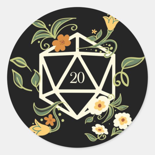 Druid D20-Planten en -bloemen Ronde Sticker (Voorkant)