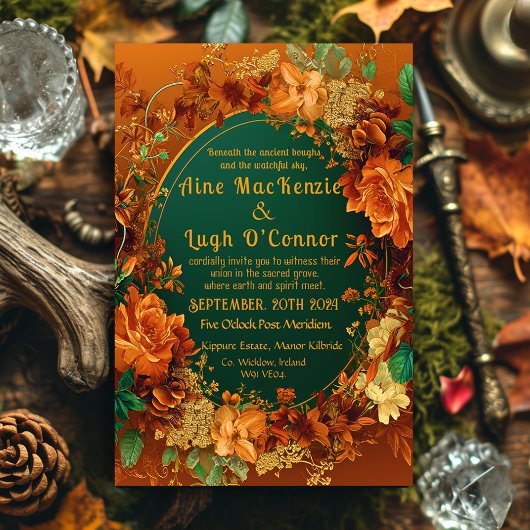 Druïd-geïnspireerde herfst Elegantie Keltische bru Kaart