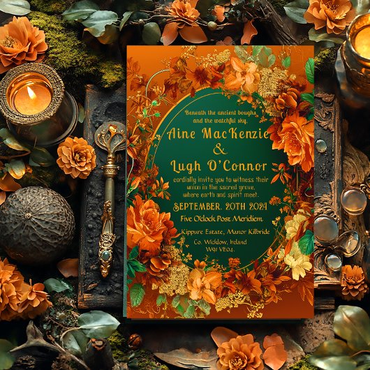 Druïd-geïnspireerde herfst Elegantie Keltische bru Kaart