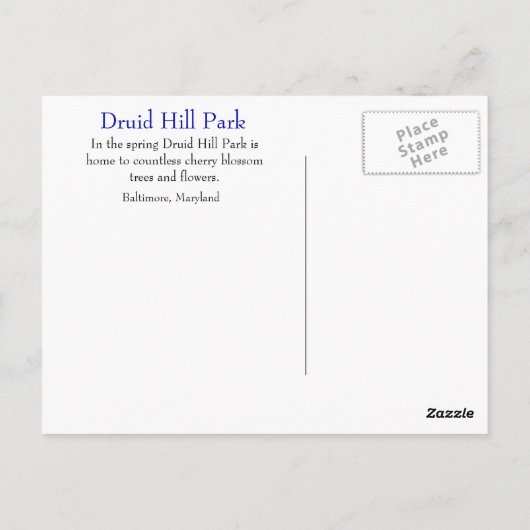 Druid Hill Park in de lente Briefkaart (Achterkant)