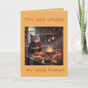 Druid kat gooit een spreuk op Halloween wenskaart Kaart