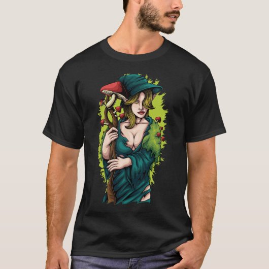 Druid searching for mushrooms t-shirt (Voorkant)