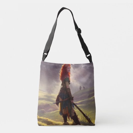 Druid Warrior Princess Fantasy Art Crossbody Tas (Achterkant)