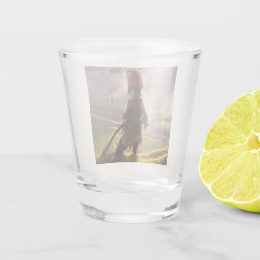 Druid Warrior Princess Fantasy Art Shot Glas (Achterkant)