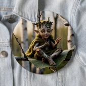 Druïde Bard Fae op een Berkboom Ronde Button 6,0 Cm (In situ)