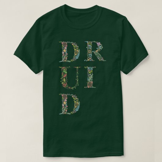 Druïde Bloemen Typografie T-shirt (Design voorkant)