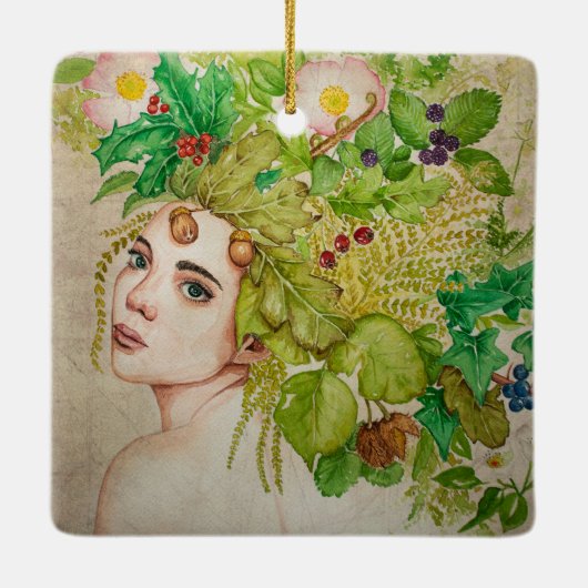 Druïde mooie waterverf keramisch ornament (Achterkant)