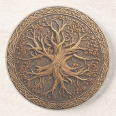 Druidic Rotund Zandsteen Onderzetter (Voorkant)