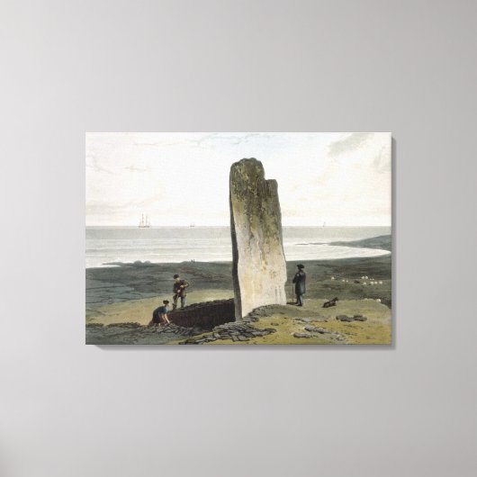 Druidicale steen bij Stnogal bij Barvas, eiland L Canvas Afdruk (Voorkant)
