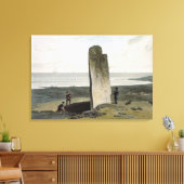 Druidicale steen bij Stnogal bij Barvas, eiland L Canvas Afdruk (Insitu (Woonkamer))