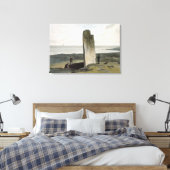 Druidicale steen bij Stnogal bij Barvas, eiland L Canvas Afdruk (Insitu (Slaapkamer))