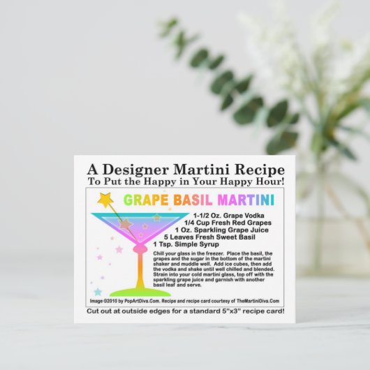 Druif Basil Martini Recept Briefkaart (Staand voorkant)