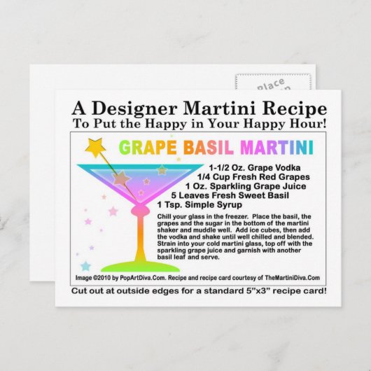 Druif Basil Martini Recept Briefkaart (Voorkant / Achterkant)