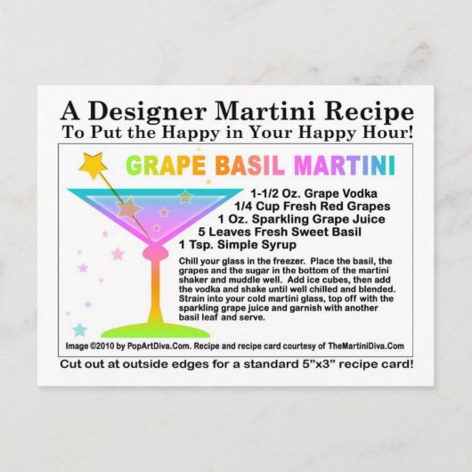 Druif Basil Martini Recept Briefkaart (Voorkant)