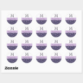 DRUIF en LILA PAARSE Damask Bruiloft Monogram Ronde Sticker (Vel)