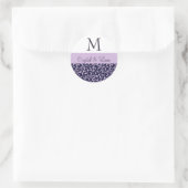 DRUIF en LILA PAARSE Damask Bruiloft Monogram Ronde Sticker (Tas)