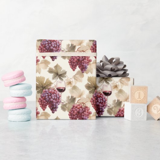 Druif en rode wijn 2 - cadeaupapier (Baby Shower)