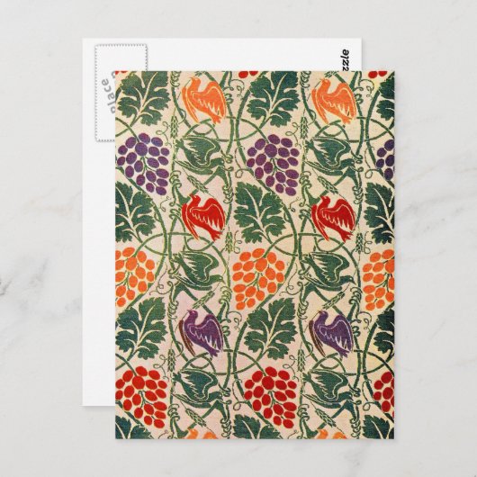 Druif en Wijnstok Behang Patroon Briefkaart (Voorkant / Achterkant)