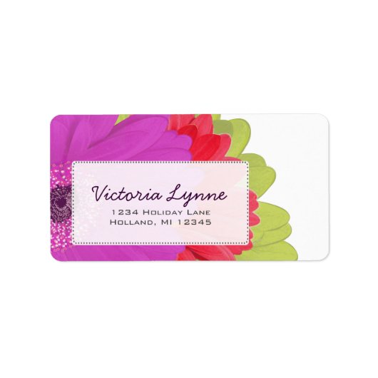 Druif Limoen & Hot Coral Gerber retour adreslabel Etiket (Voorkant)