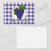 Druif op paarse geruite - Prettig Thanksgiving Notitiekaartje (Voorkant / Achterkant)