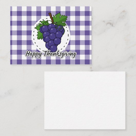 Druif op paarse geruite - Prettig Thanksgiving Notitiekaartje (Voorkant / Achterkant)