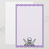 Druif Paarse Chevron Stripes; Jolly Roger Briefpapier (Voorkant / Achterkant)