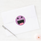Druif Paarse "Chompy" Monster Gezicht Ronde Sticker (Envelop)
