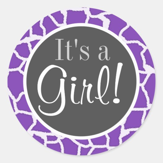 Druif Paarse Giraffe Dierenprint Ronde Sticker (Voorkant)