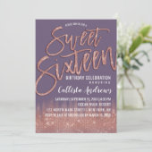 Druif Paarse Roos Gouden Glitter Typografie Sweet Kaart (Staand voorkant)