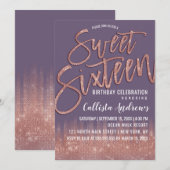 Druif Paarse Roos Gouden Glitter Typografie Sweet Kaart (Voorkant / Achterkant)