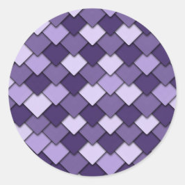 Druif Paarse Vierkant en Diamantpatroon Ronde Sticker