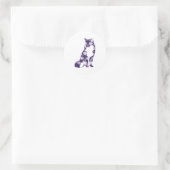Druif Paarse Vierkant en Diamond Fox Ronde Sticker (Tas)