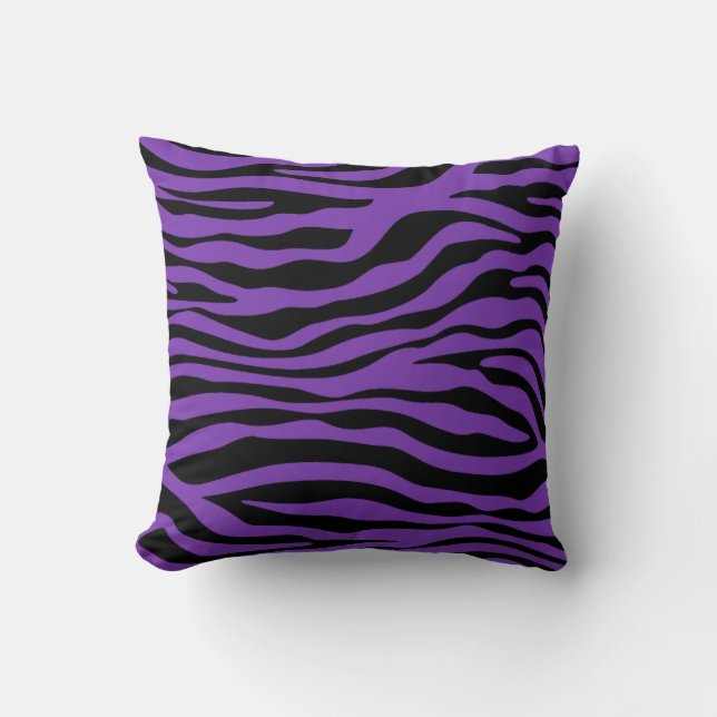 Druif Paarse Zebra Strepen Animal Print Kussen (Voorkant)